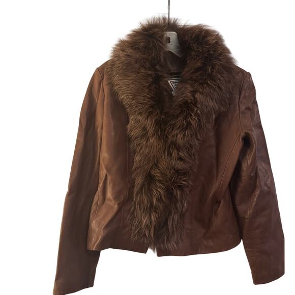 MARVIN RICHARDS Genuine Leather Real Fox Fur Jacket Size L New w/o Tag 2002 - Picture 4 of 11